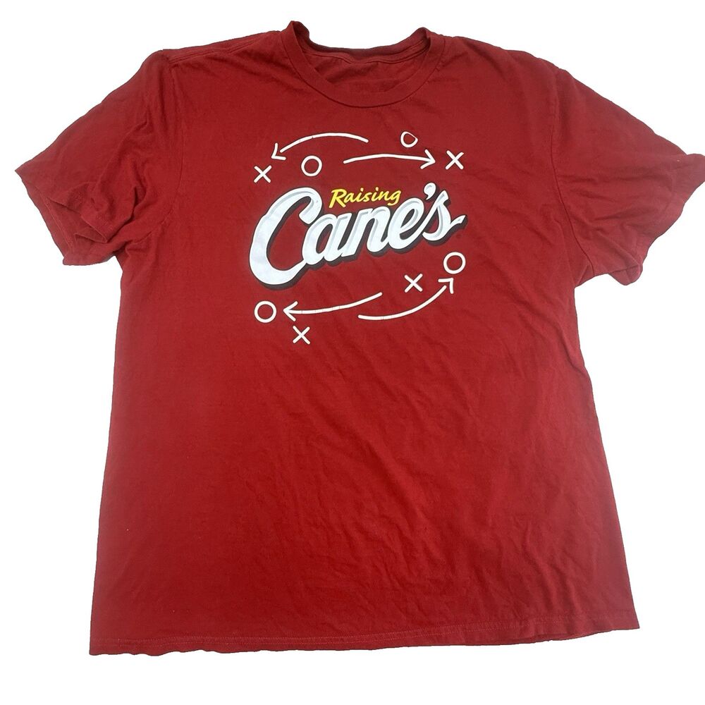 Raising Canes Shirt Medium Mens Red Chicken Fingers For The Win Tee District EUC
